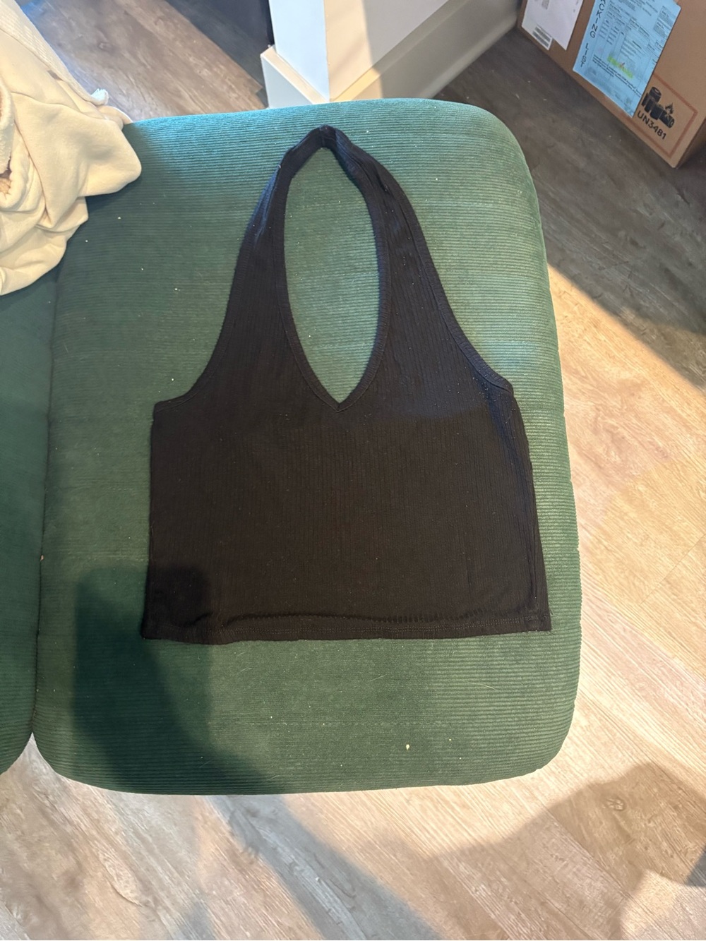 Bozzolo Black Ribbed Halter Crop Top